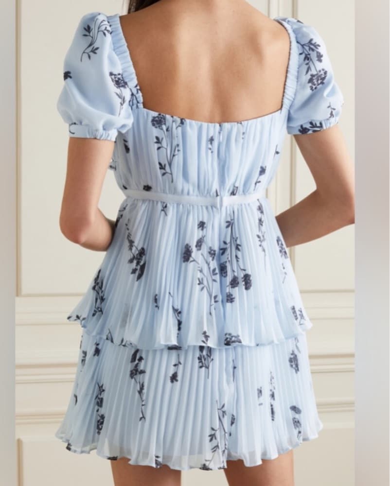 Self-Portrait Light Blue Mini Dress - Image 5