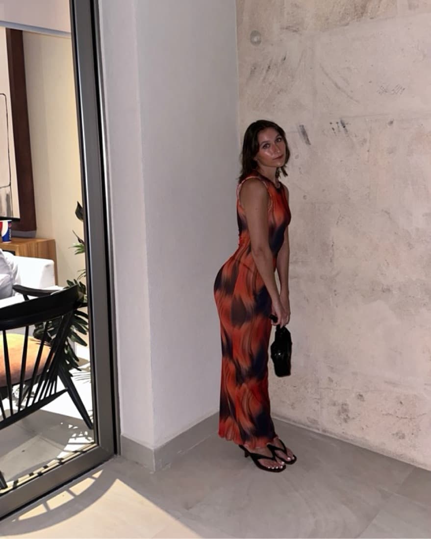 Multi-color Body Con Mesh Maxi Dress - Image 2