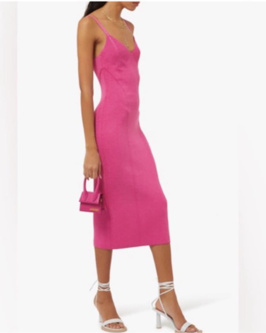 Staud Hot Pink Midi Dress - Image 1