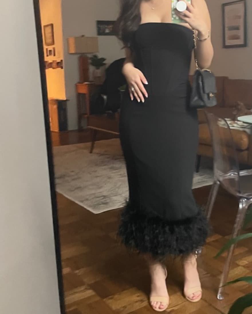 Black Feather House Of CB Dress - Image 2