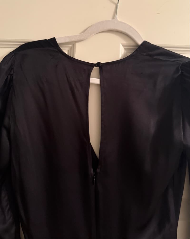 Reformation Black Silk-Satin Mini Dress - Image 3
