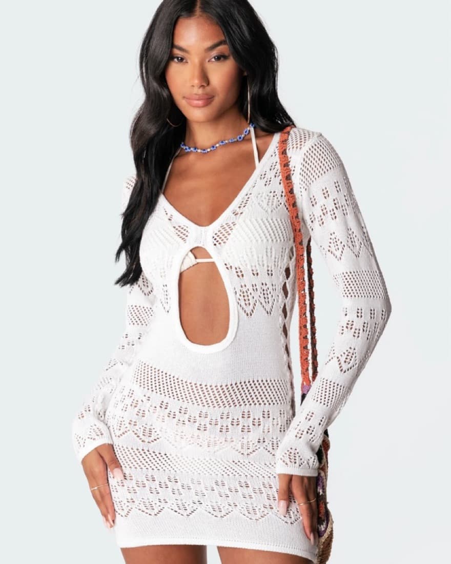 Lotus Cut-Out Crochet Dress - Image 3