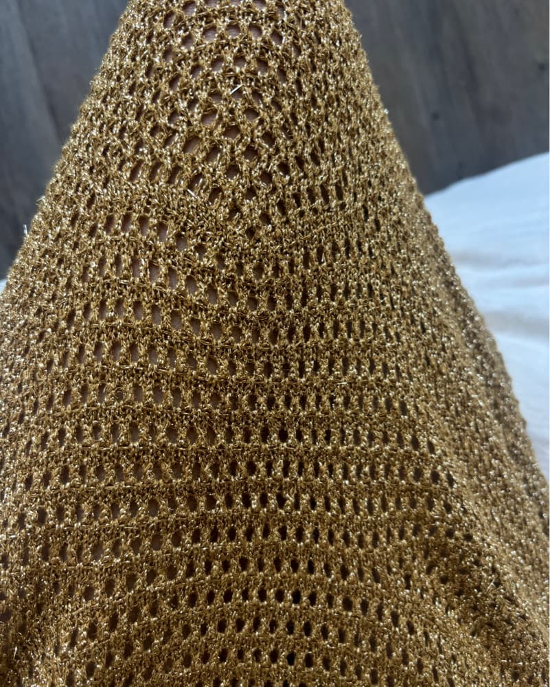 Crochet Sparkly Gold Dress - Image 4