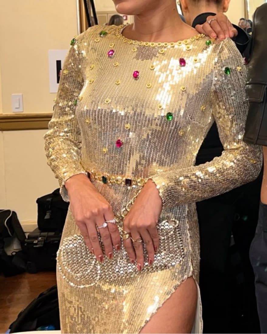 Golden Sequin Long Dress - Image 3