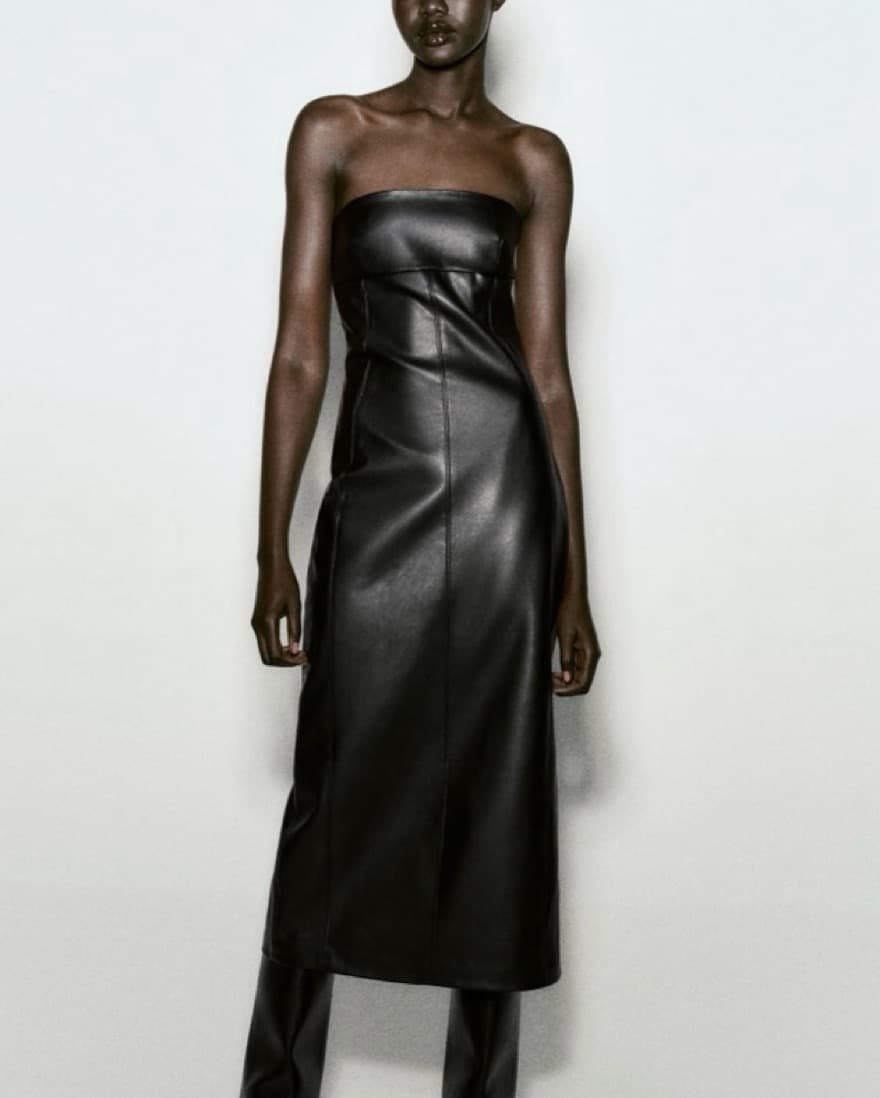 Faux Leather Midi Dress  - Image 3