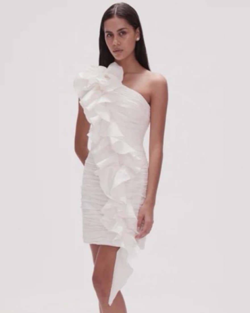Aje Ivory Adelia Ruffle Mini Dress - Image 4