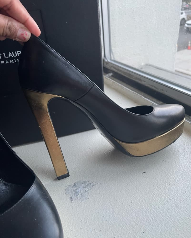 YSL Black And Gold Heels  - Image 2