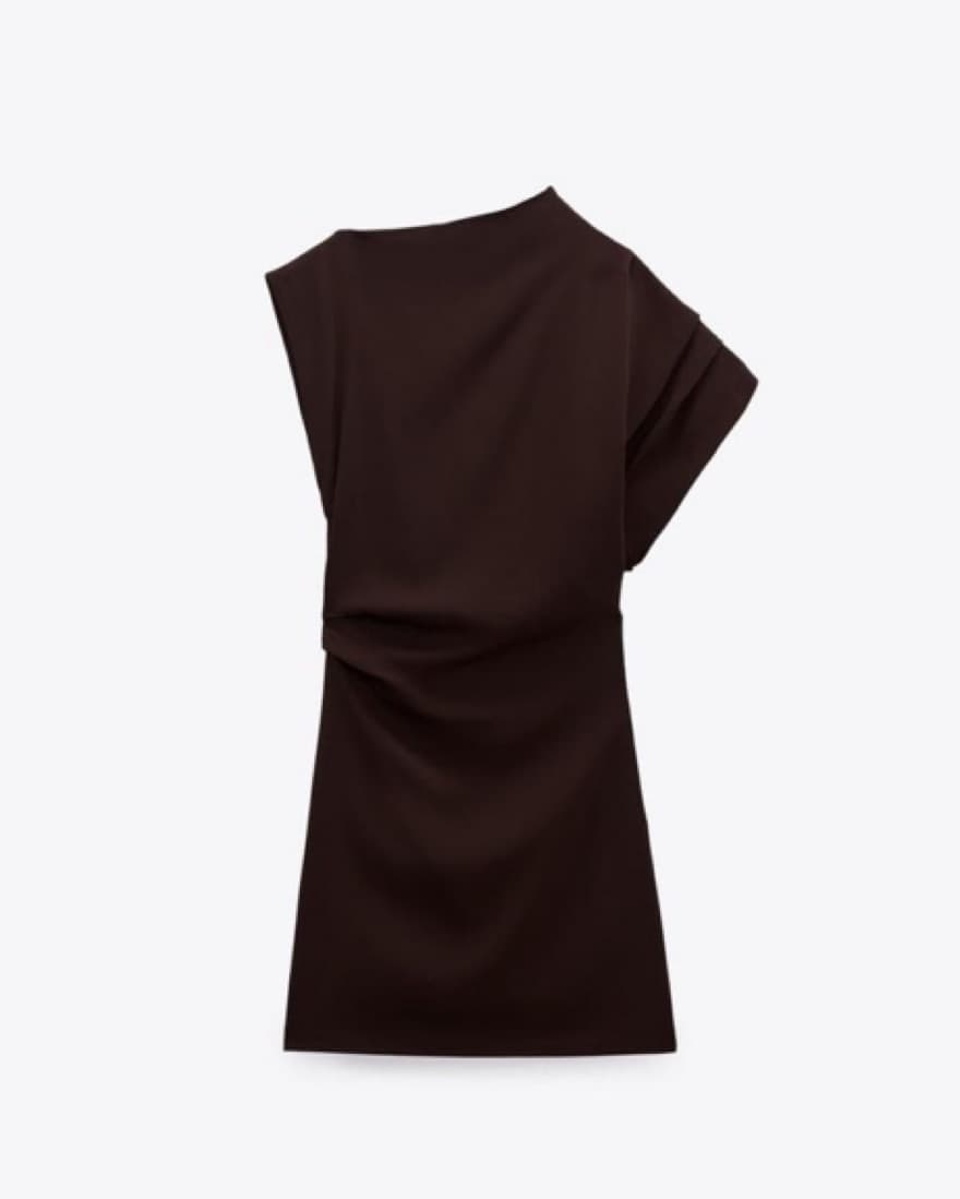 Brown Zara Asymmetrical Dress - Image 2