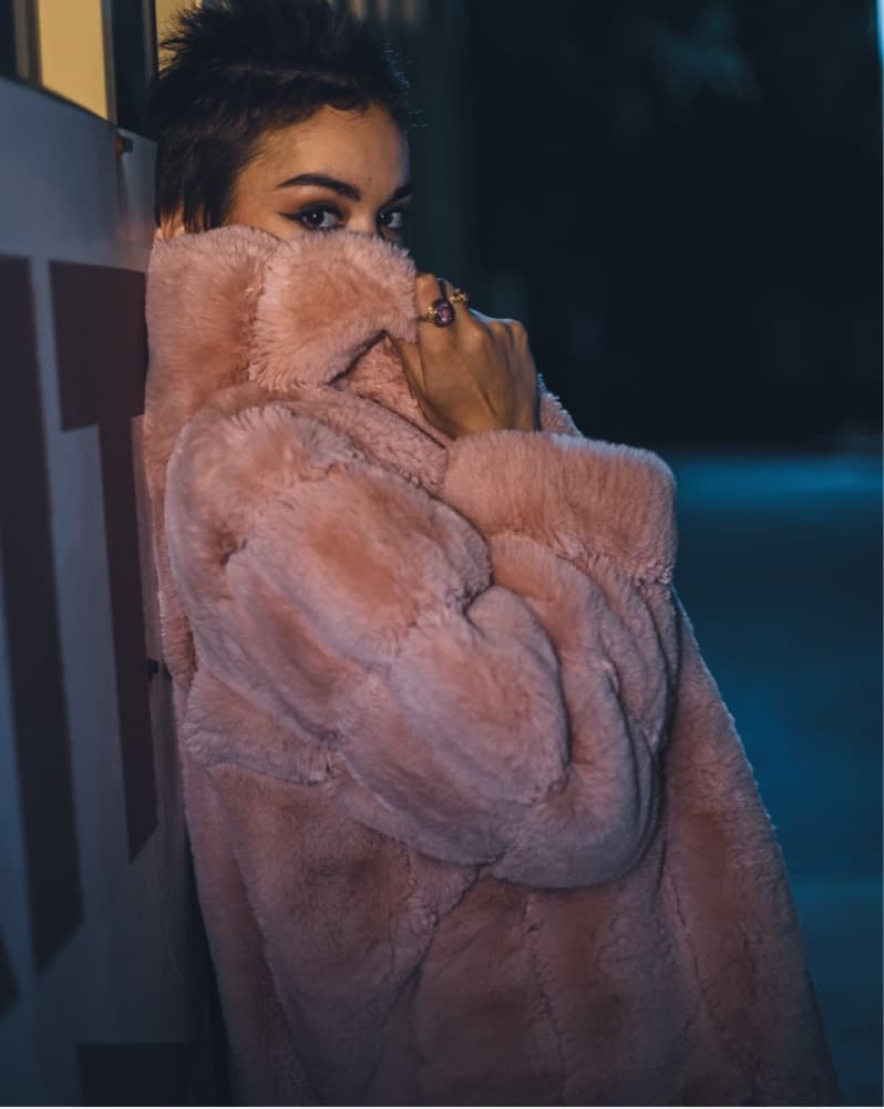 Pink Plush Faux Fur Hooded Coat - Image 2