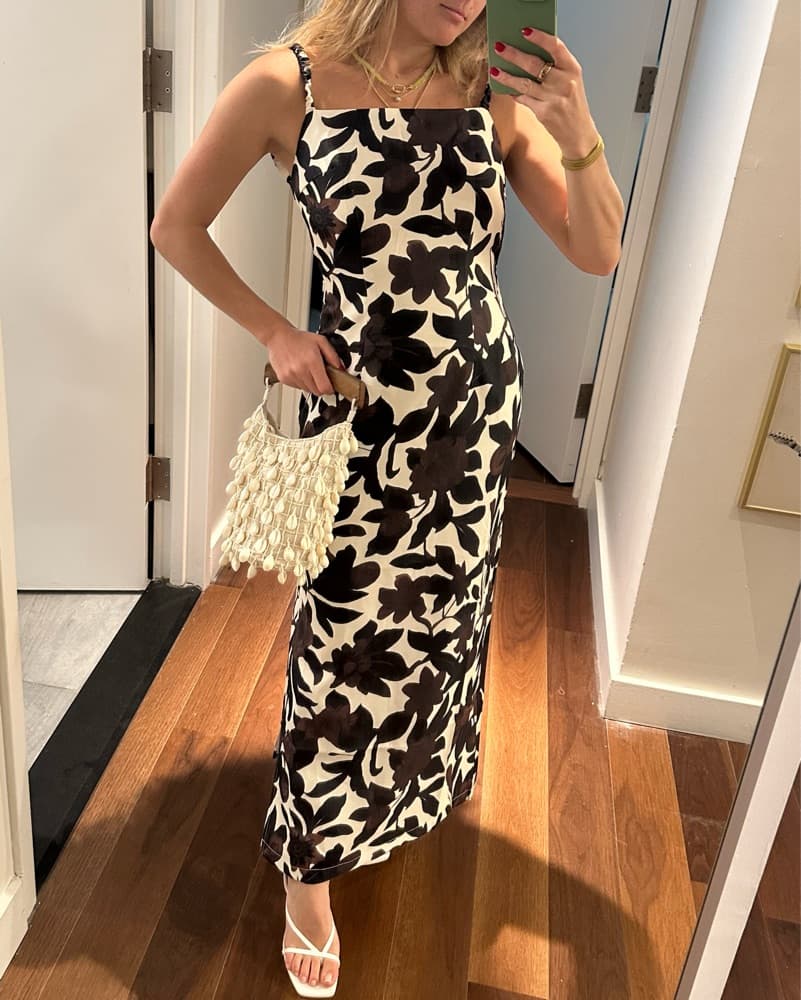 Floral Linen Maxi Dress With Open Back  - Image 1