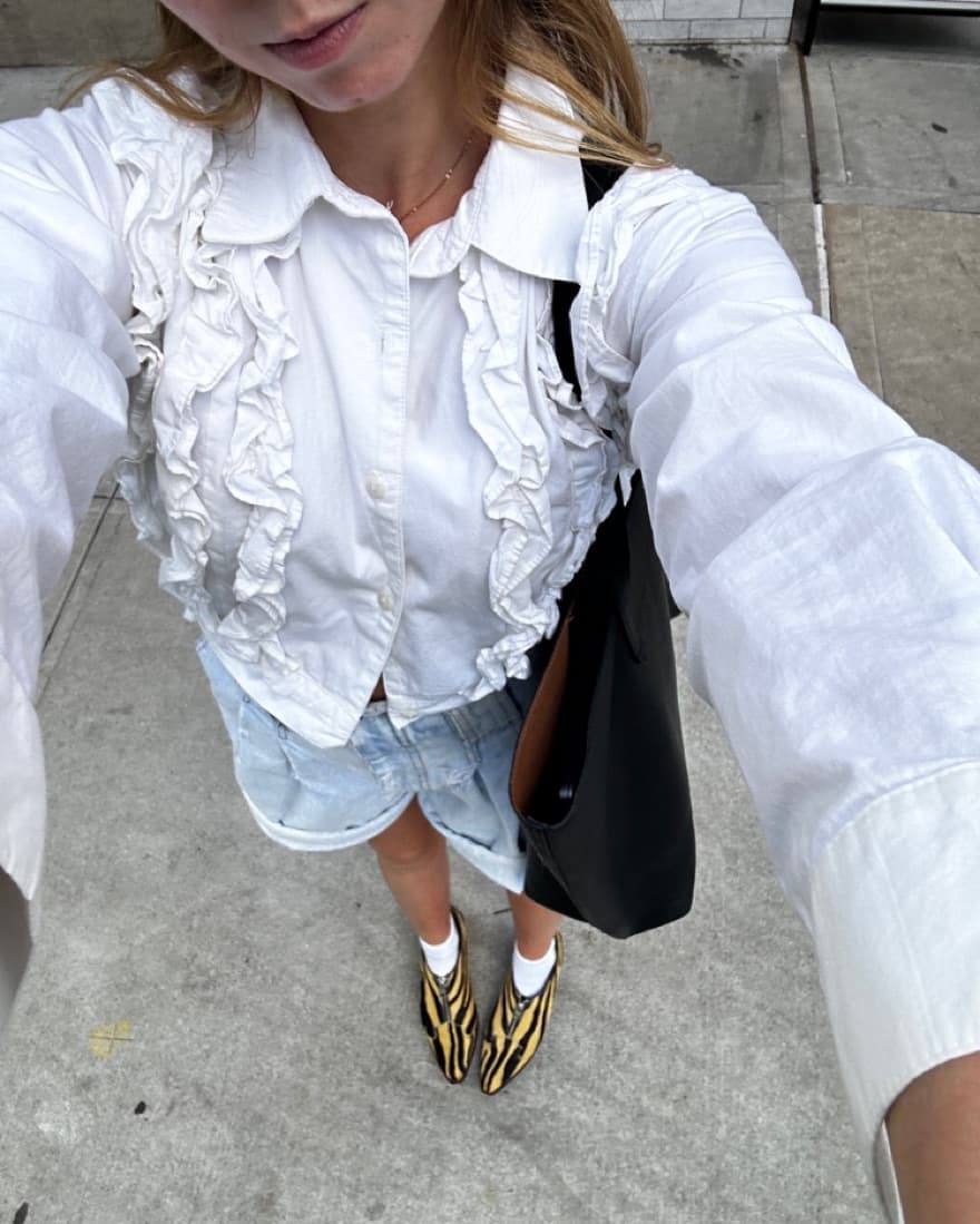 Vintage Ruffled Cropped Button Down - Image 1