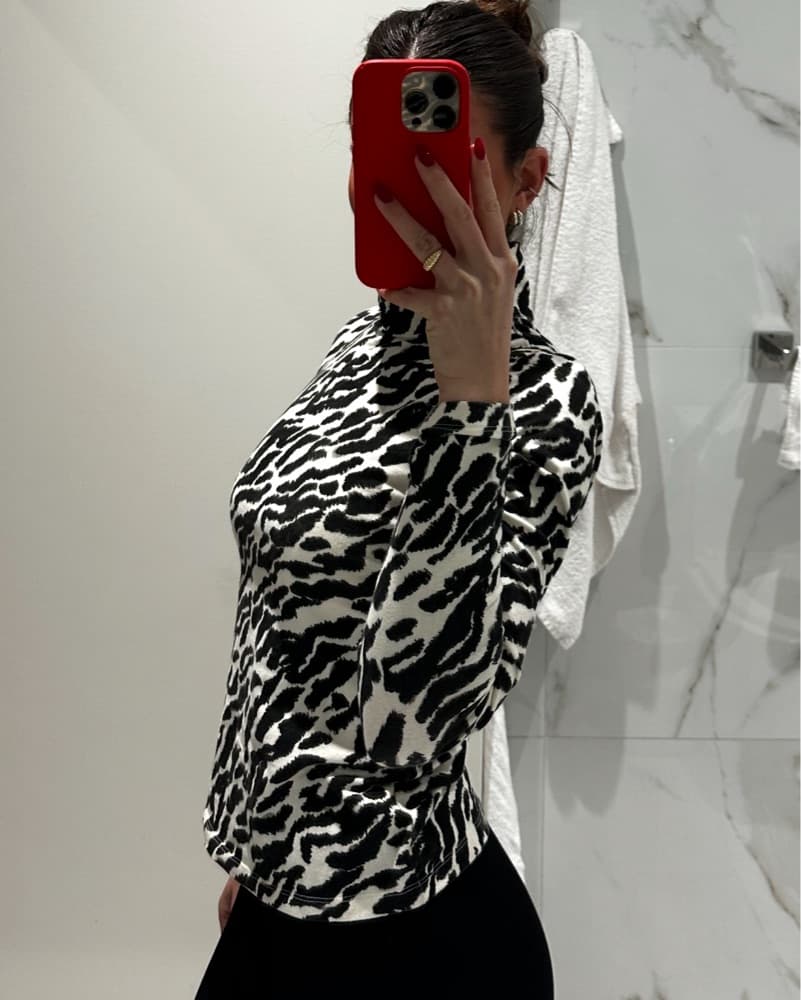 Zebra Mock Neck Long Sleeve  - Image 2