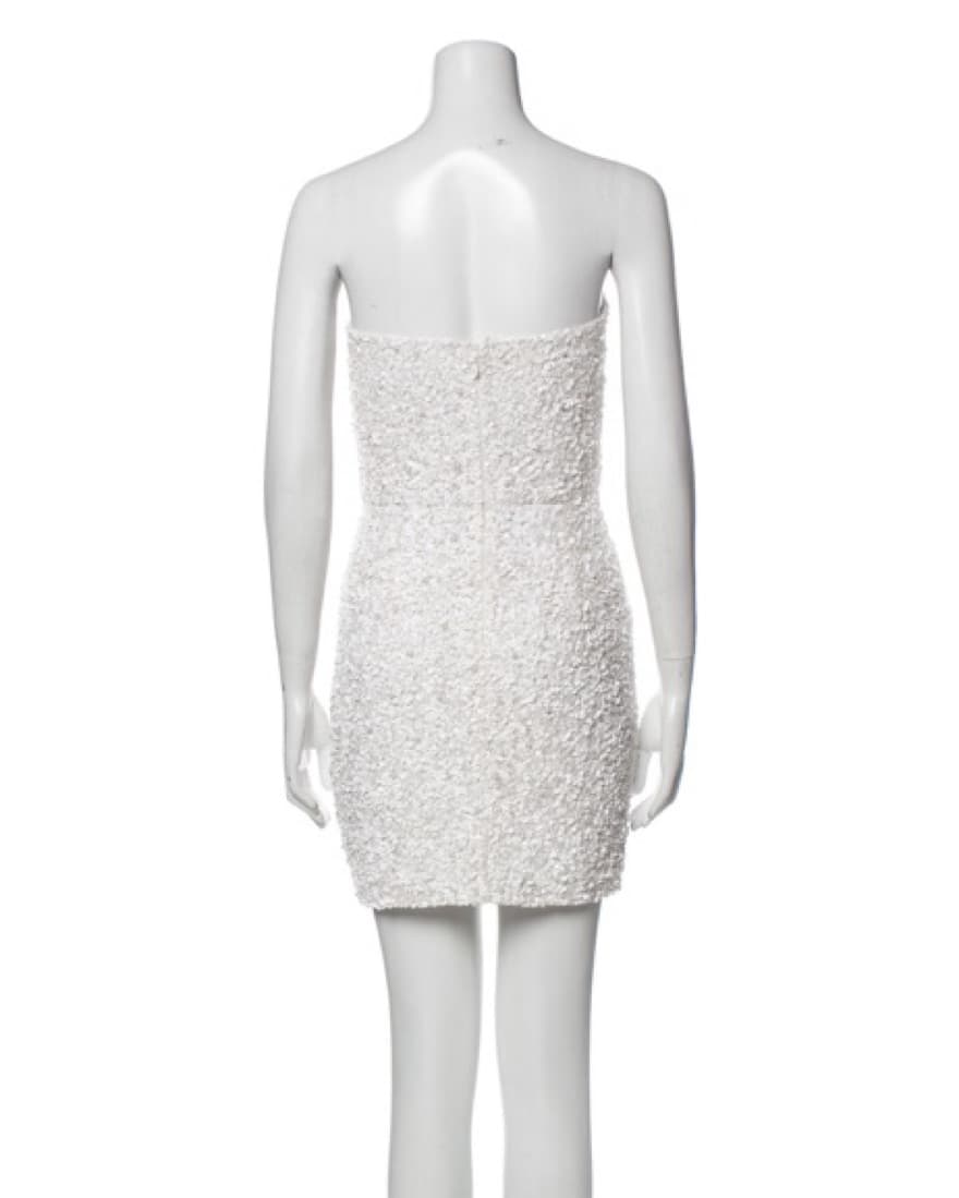 Parker White Sequin Strapless Mini Dress - Image 3