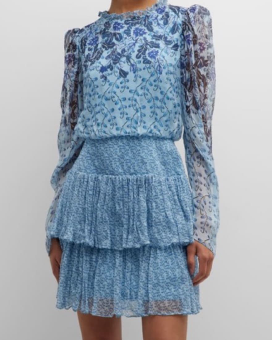Solani Blue Ruffled Mini Dress - Image 1