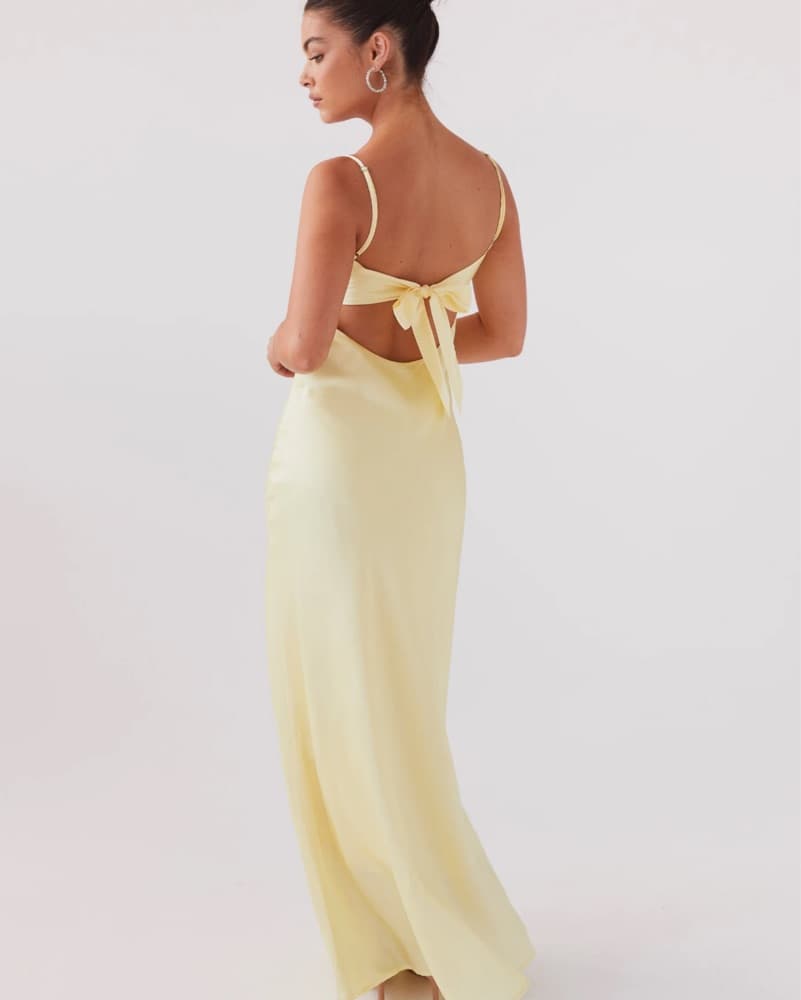 Peppermayo Flora Satin Maxi Dress Yellow - Image 2