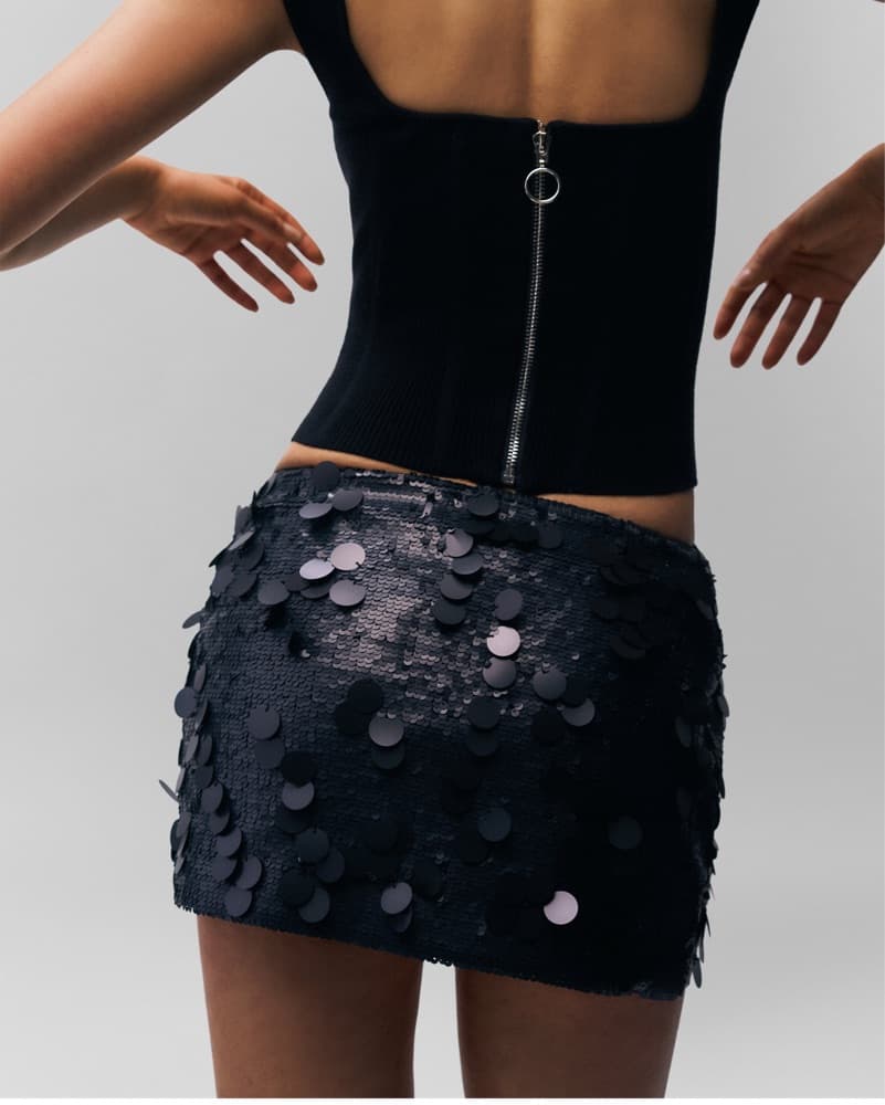 Guizio Black Sequin Mini Skirt - Image 3