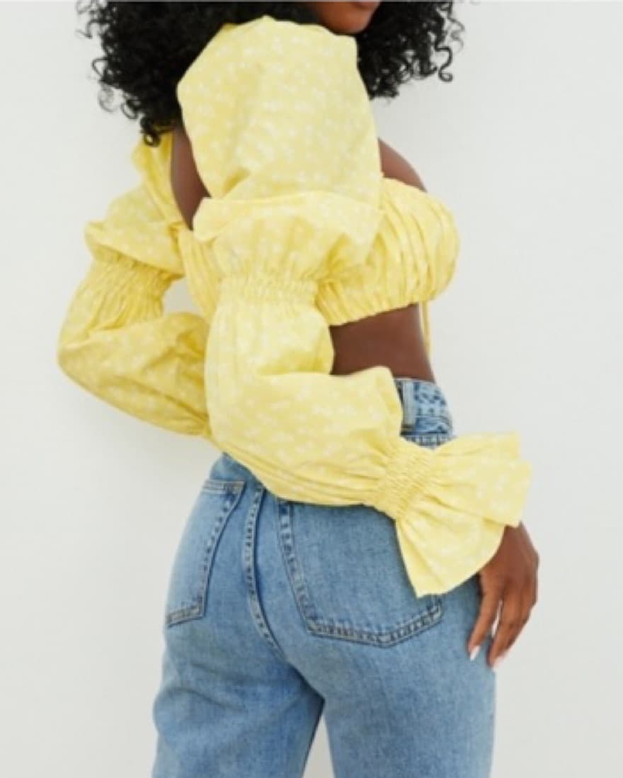 House Of CB Lemon Floral Shirred Top  - Image 2
