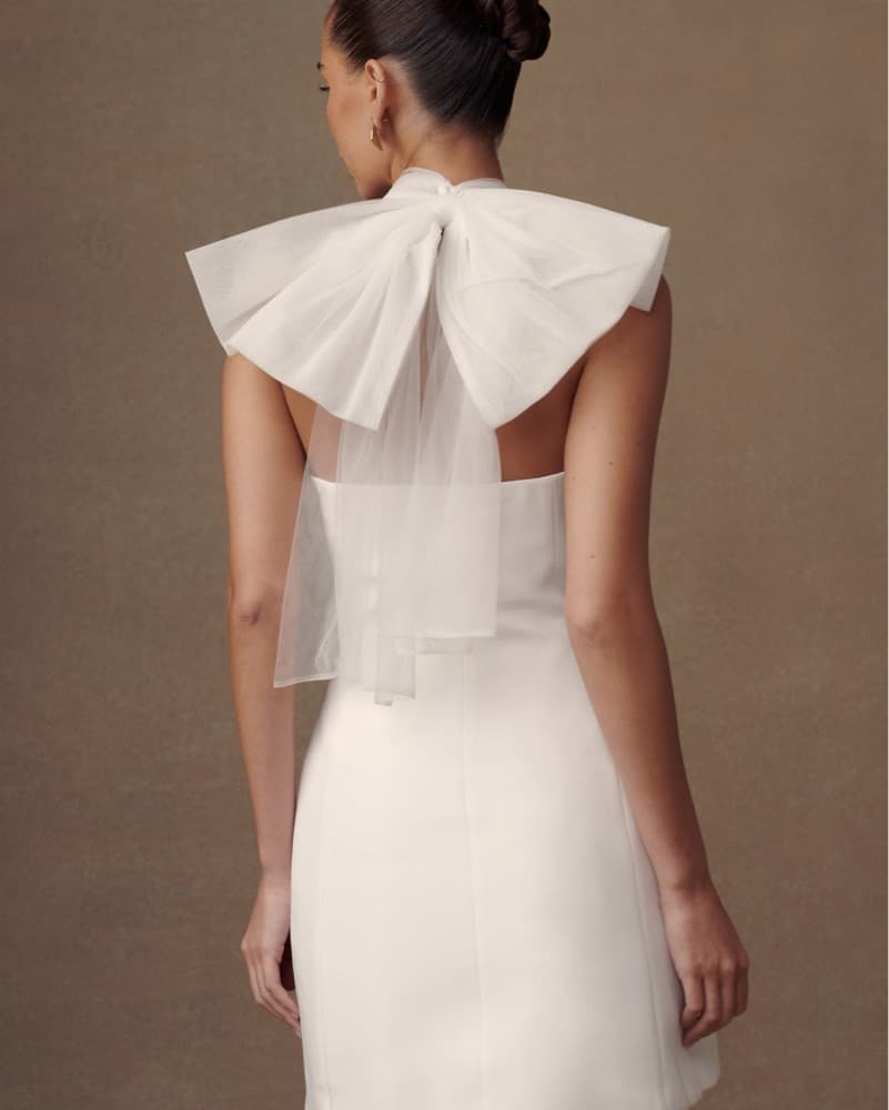 Maryam Tulle Bow White Mini Dress - Image 4