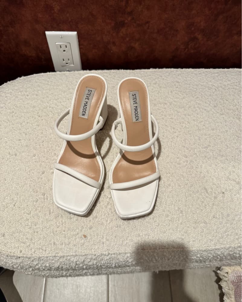 Chic White Square Toe Mules - Image 2