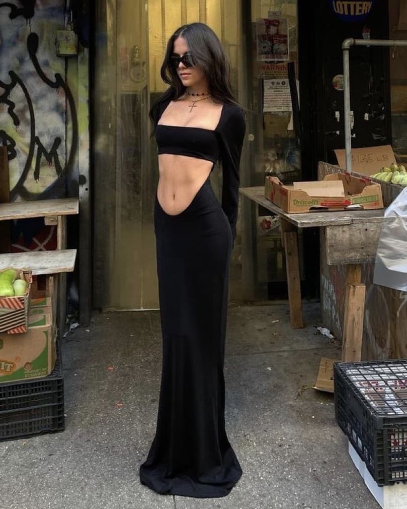 Black Cutout Maxi Dress - Image 1