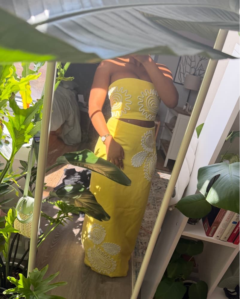 Carly Vibrant Yellow Maxi Skirt Set - Image 1