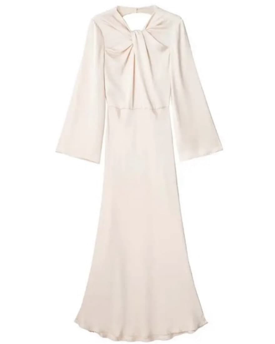 Satin Long Backless Draped Maxi Dress - Image 3