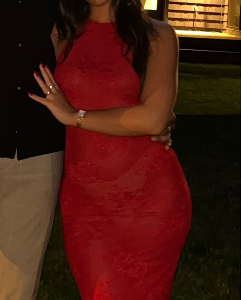 Tigermist Red Mesh/Lace Halter Dress - Image 4