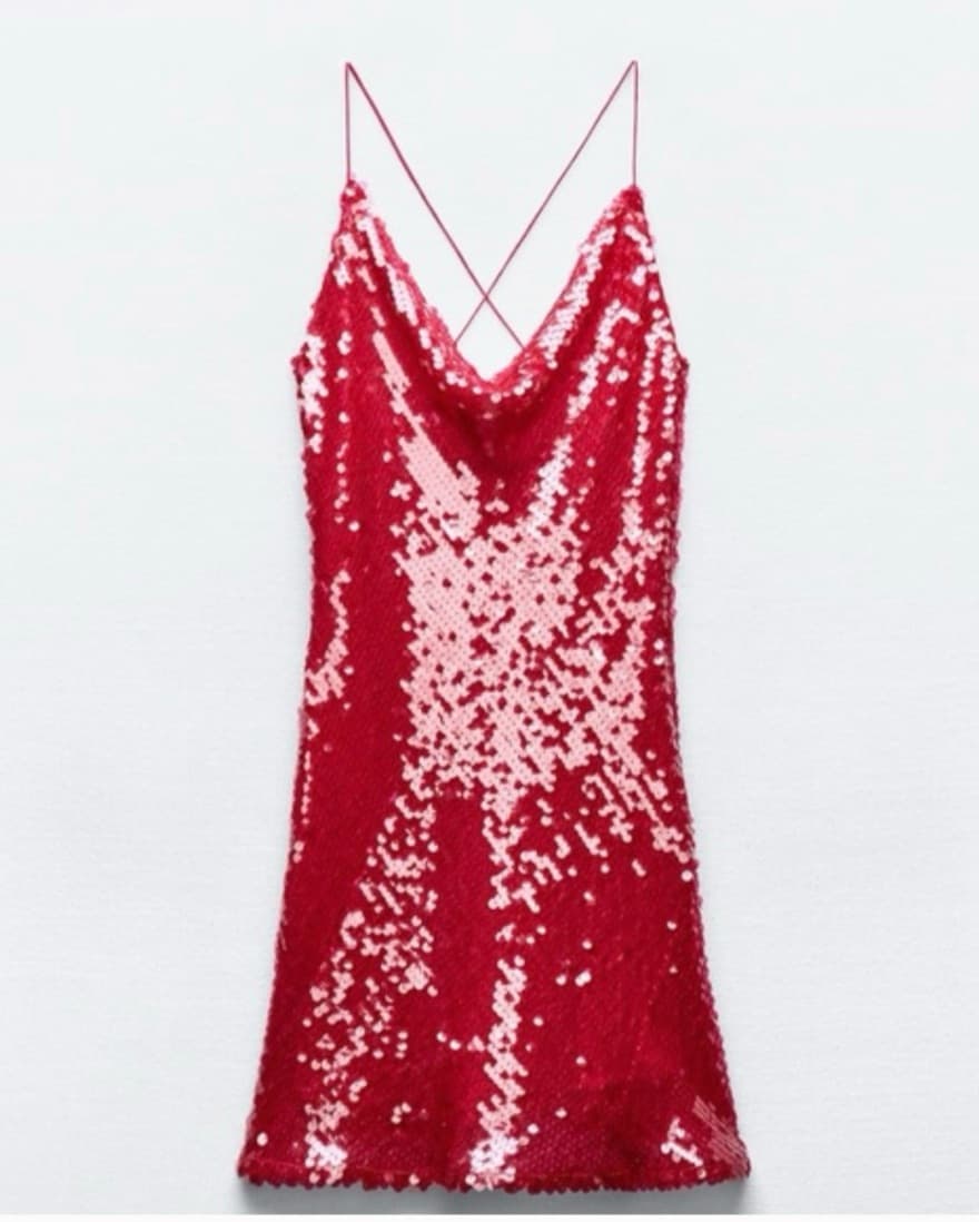 Red Sequin Mini Dress - Image 1