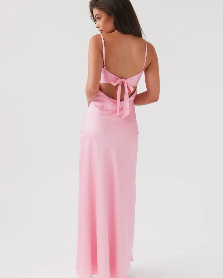 Peppermayo Pink Satin Maxi Dress - Image 2