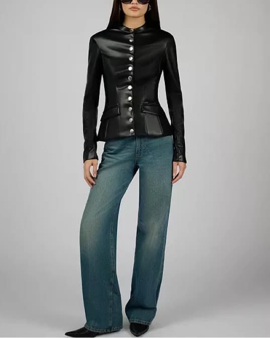 Sleek Faux Leather Jacket - Image 2