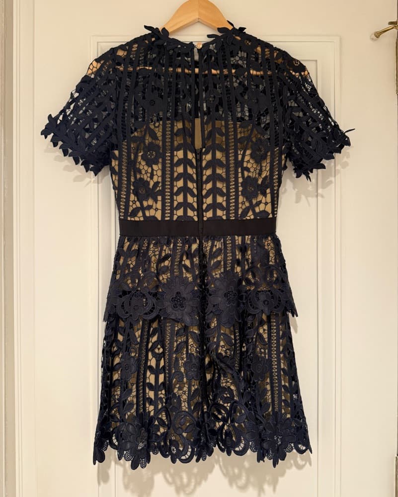 Black And Blue Lace Mini Dress - Image 2