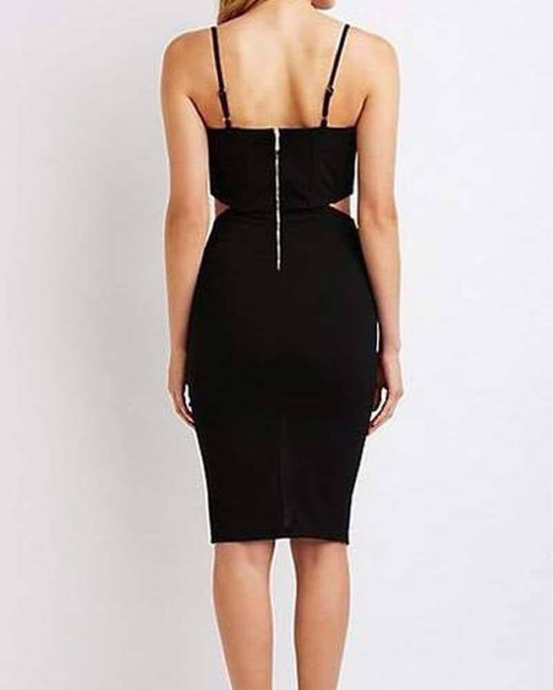 Black Corset Midi Dress   - Image 3