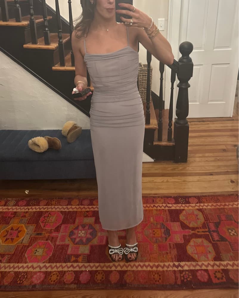 Elegant Gray Midi Dress - Image 2