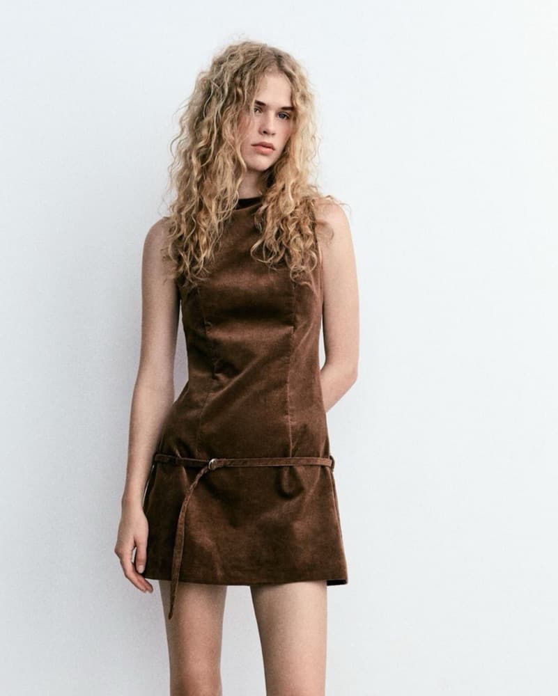 Zara Brown Belted Corduroy dress - Image 1