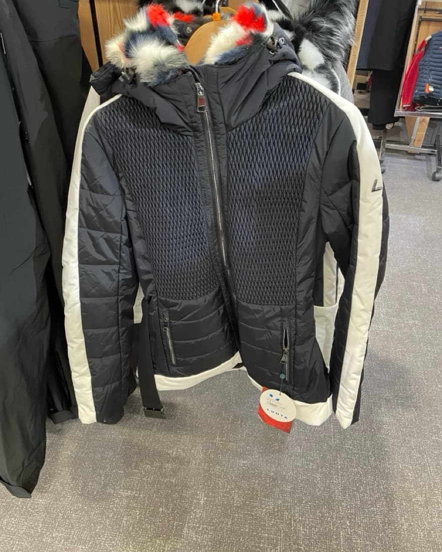 Black And White Belted Ski Jacket  - Image 3