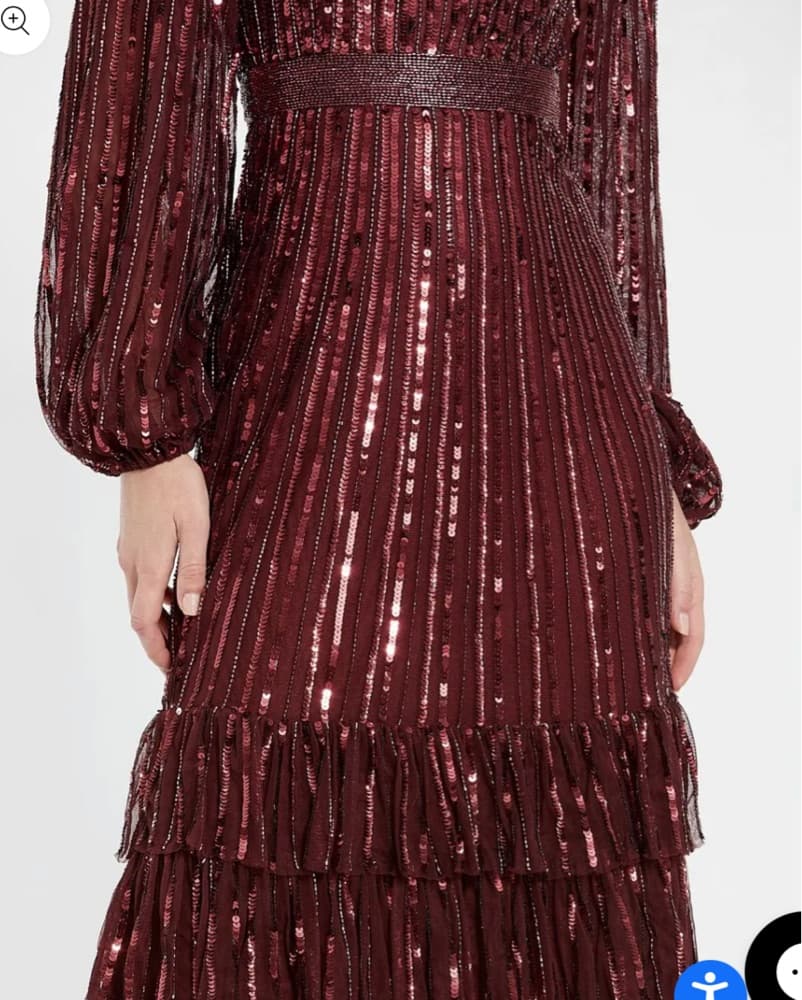 Mac Duggal Red Long Sleeve Ruffle Dress - Image 3