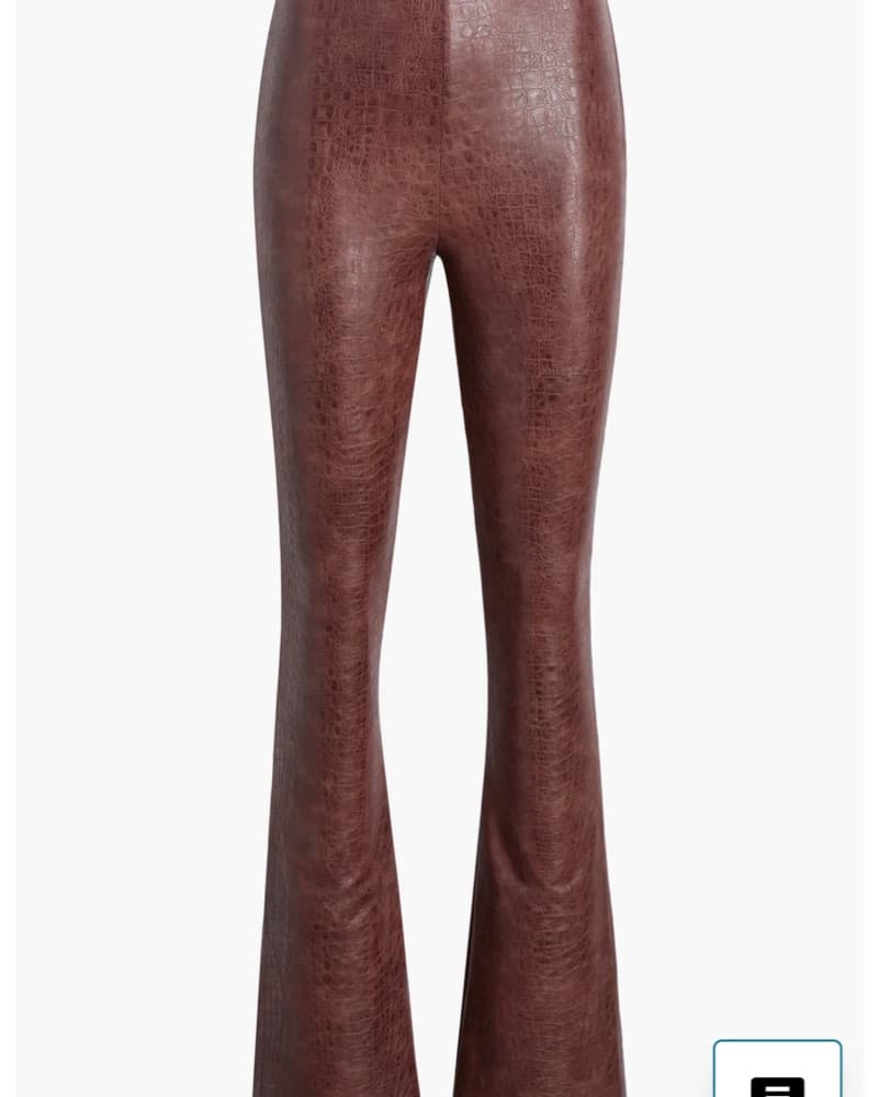 Burgundy/brown Faux Croc Leather Pants  - Image 2