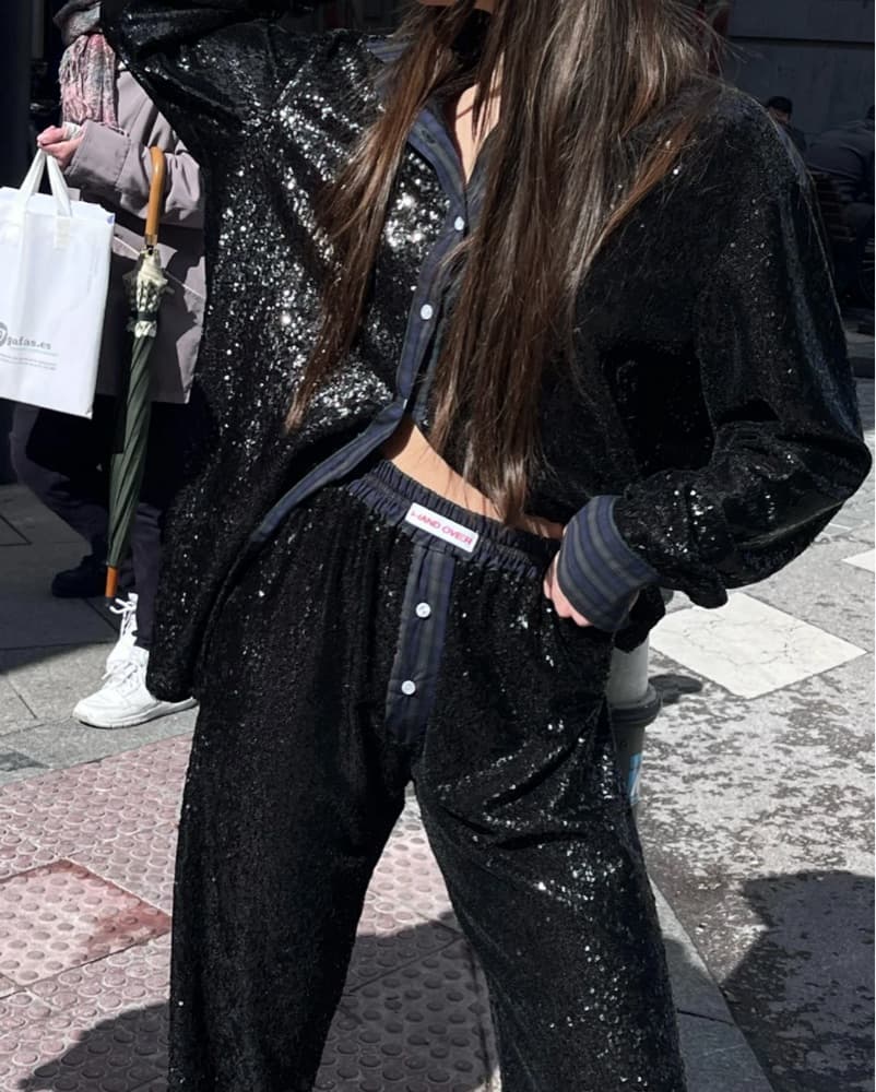 Handover Black Sequin Pants - Image 3