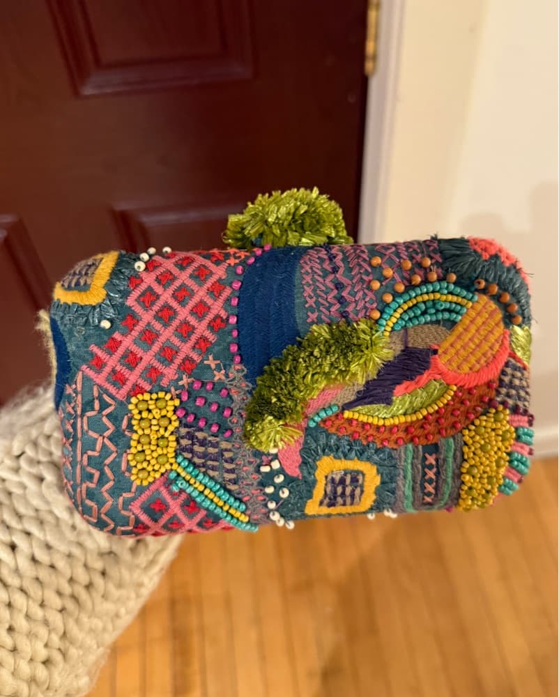 Beaded Summer Clutch Straw Detail - Image 2