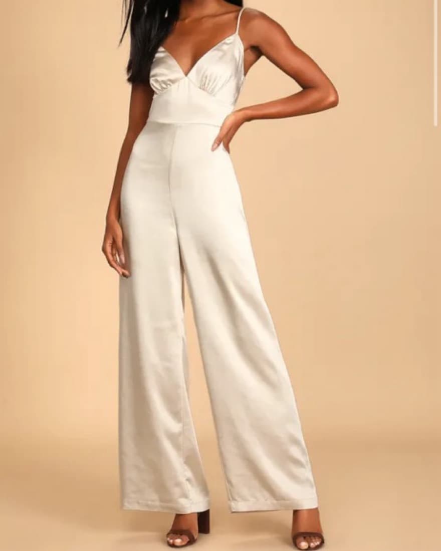 Gold Satin Jumpsuit - Image 1