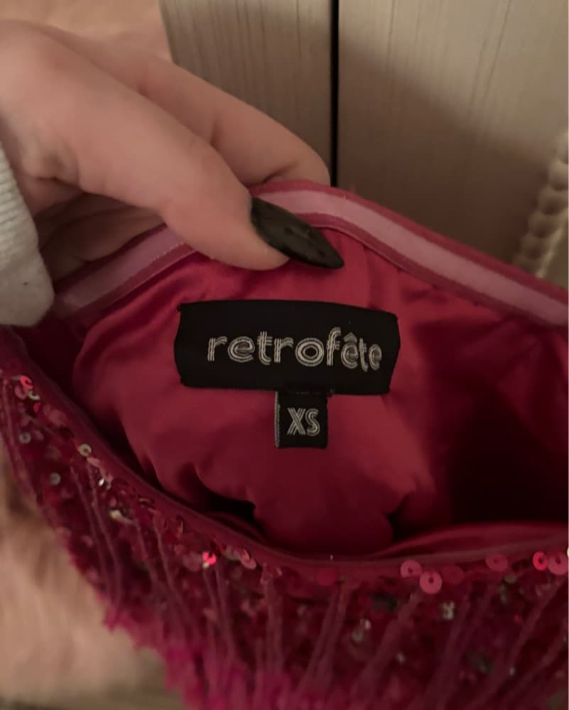 Pink Sequin Retrofete Mini Dress - Image 3