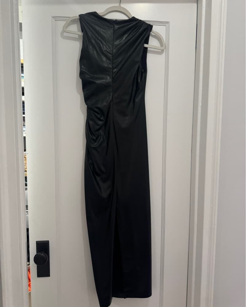 Zara Faux leather draped dress - Image 4