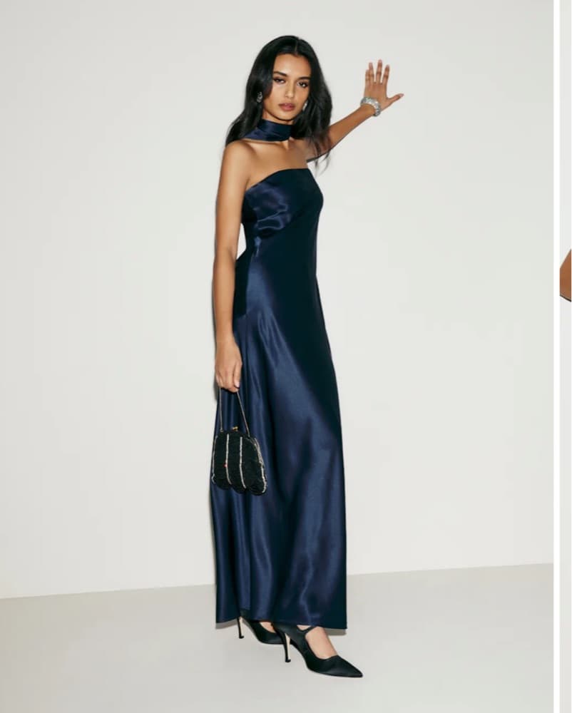 Reformation Oren Silk Dress W Neck Piece - Image 2