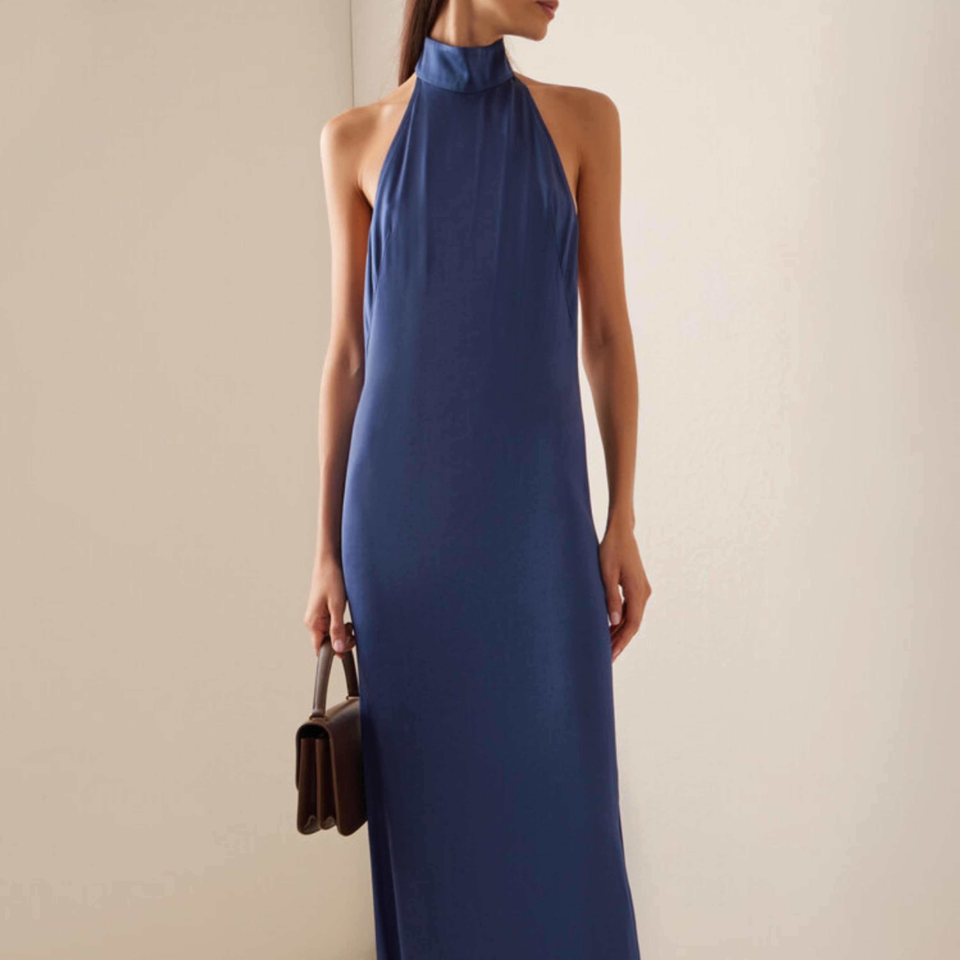 LAPOINTE Backless Satin Halter Gown - Image 3
