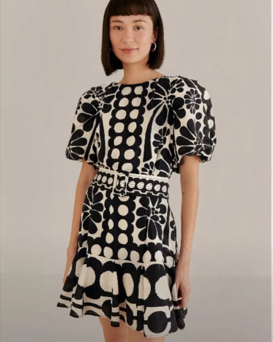 farm rio black palermo puff sleeve mini  - Image 1