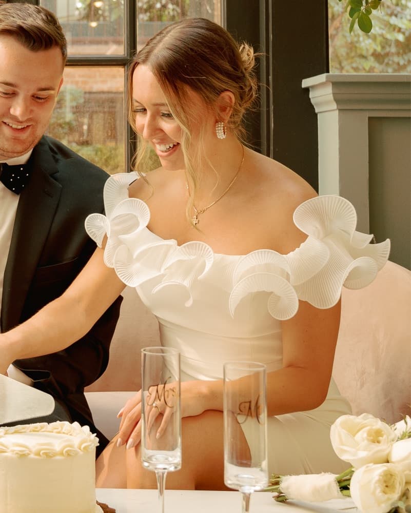 Elegant White Engagement Shoulder Dress - Image 1