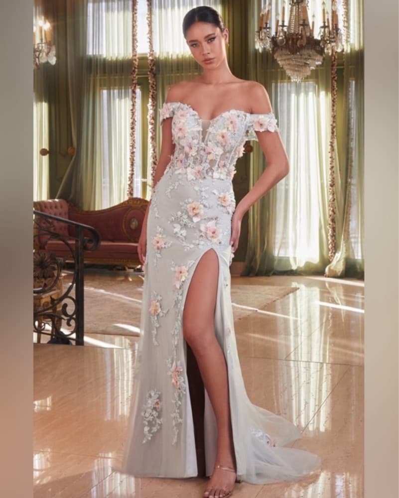 Off The Shoulder Floral Gown - Image 1