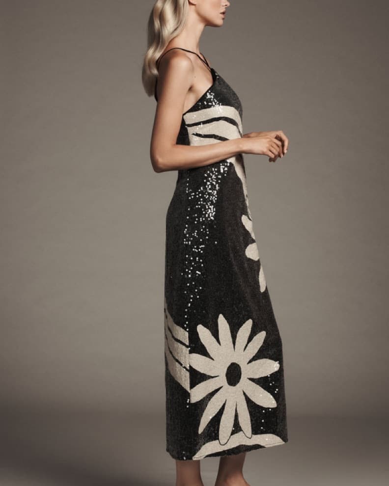 Halter Sequin Column Midi Dress Farm Rio - Image 4