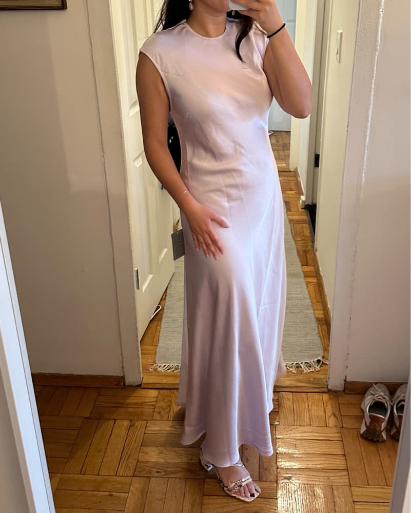Lilac Satin Maxi Dress - Image 3