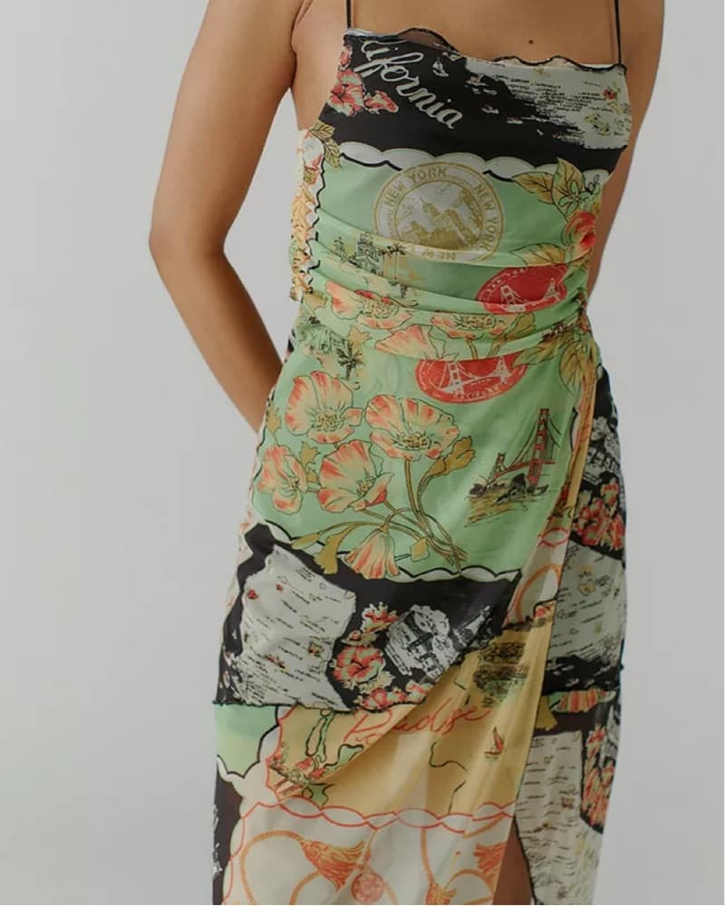 Urban Postcard Print Slip Dress - Image 1